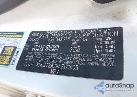 2010 Kia Soul + из США, поврежденный, VIN KNDJT2A29A7171605